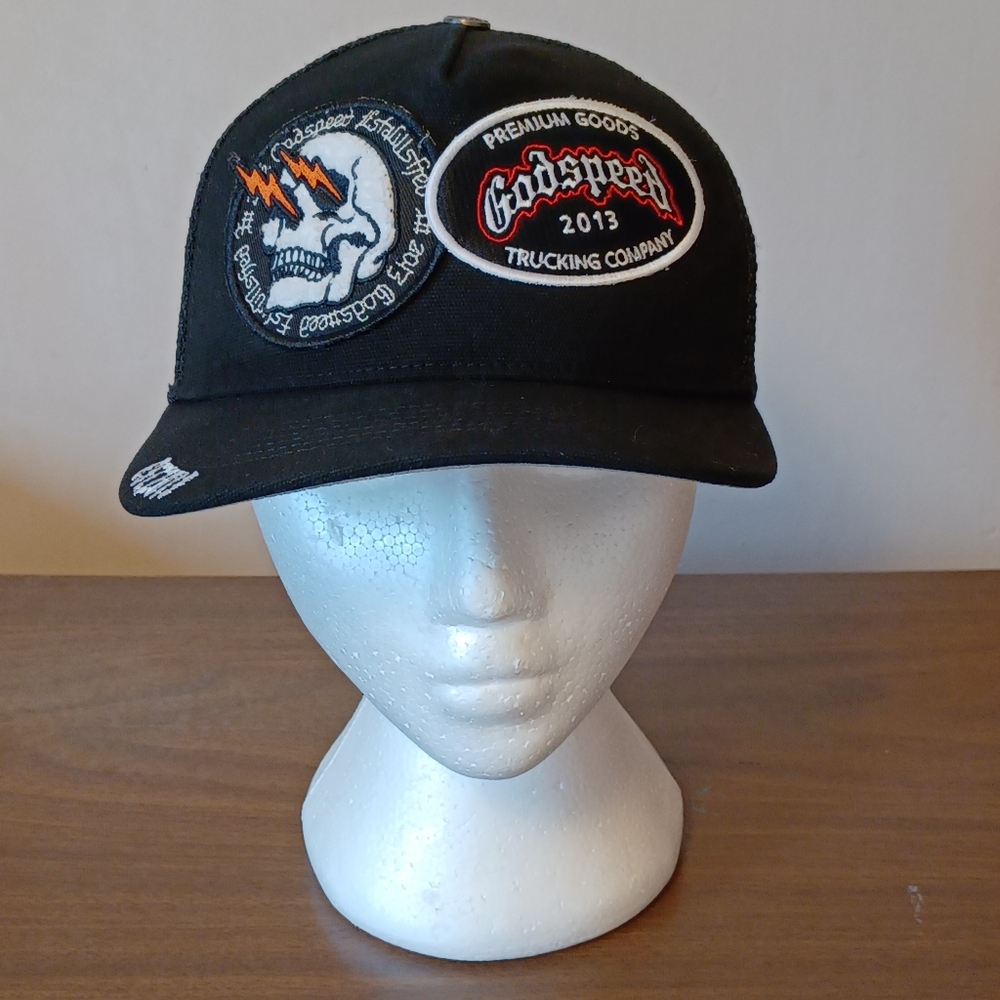 Godspeed New York Premium Goods Trucking Company GS Black Dual Patch Trucker Hat